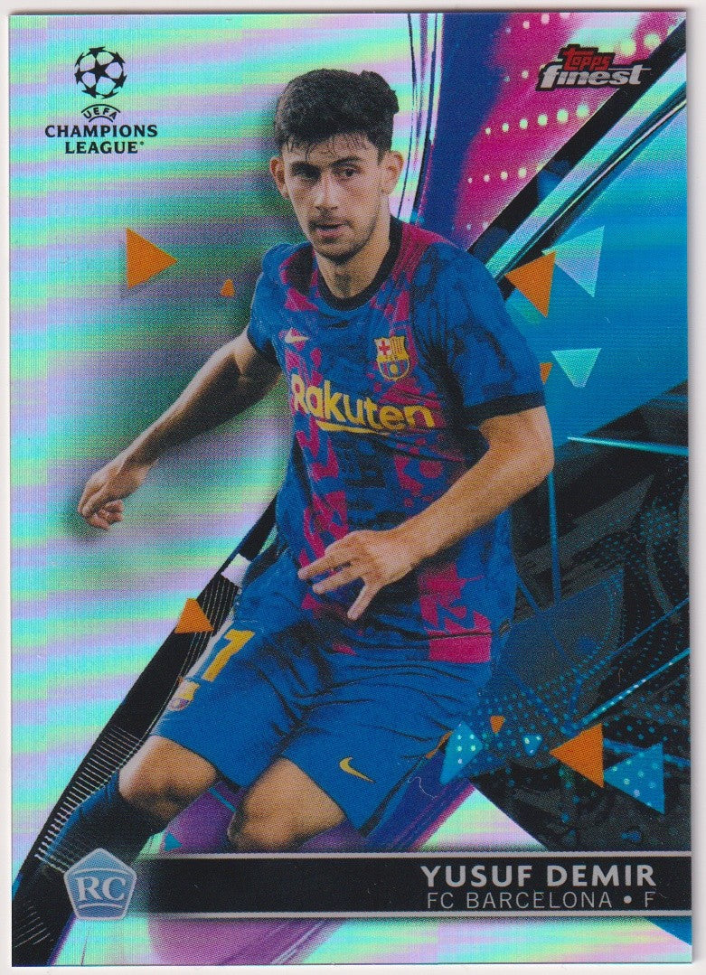 Topps Finest 2021-22 Yusuf Demir Rookie FC Barcelona Parallel Refractor – Bild 1