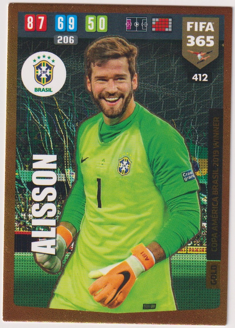 Panini FIFA 365 Alisson Becker Brasilien Gold Parallel Rare 206 – Bild 1