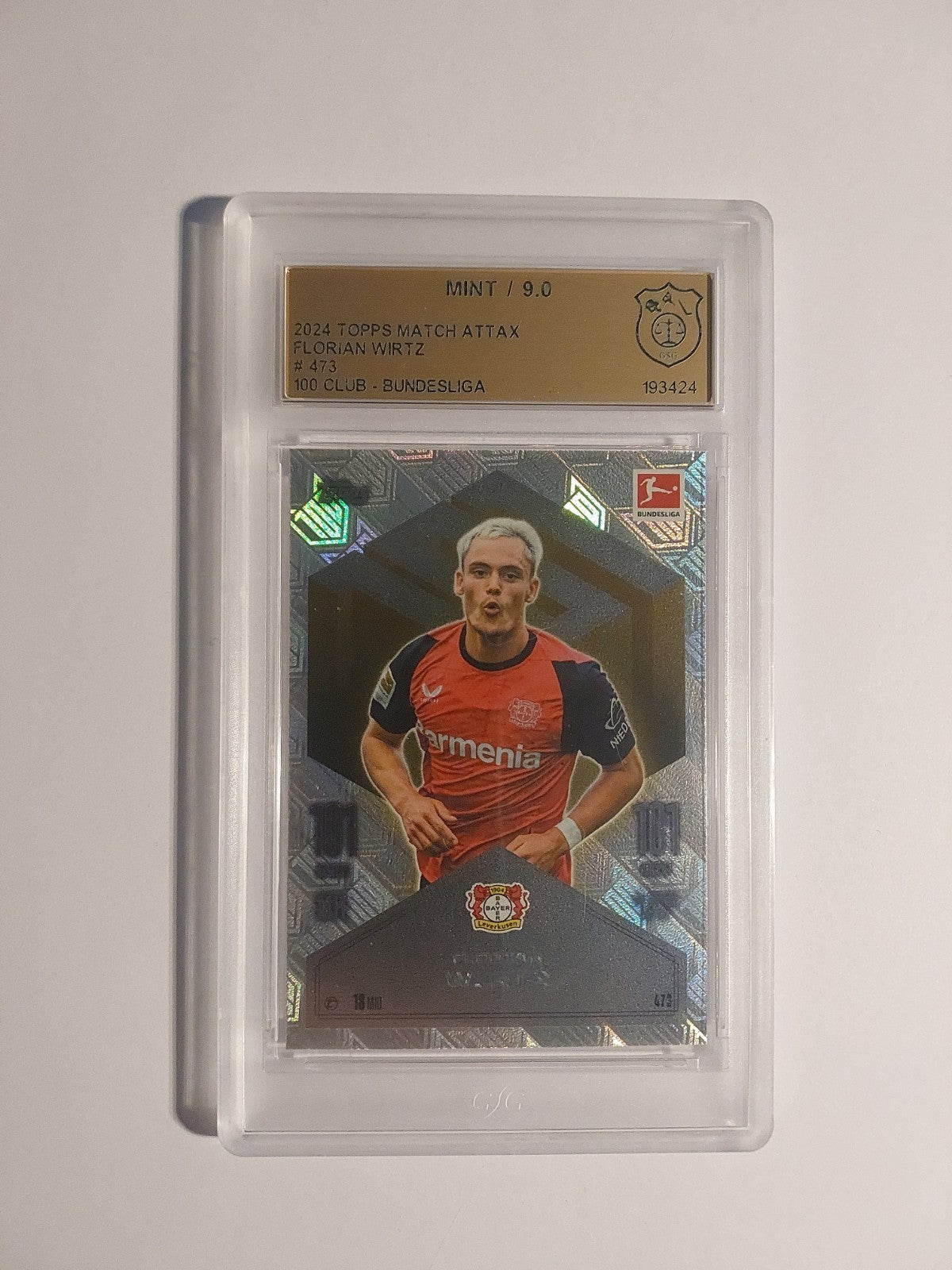 Topps Fußball 2024 Florian Wirtz Bayer Leverkusen GSG 9 = PSA Club 100 Refractor – Bild 1