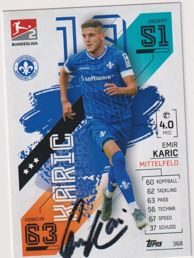 Topps Match Attax 2021-22 Emir Karic On Card Auto SV Darmstadt 98 Bundesliga – Bild 1