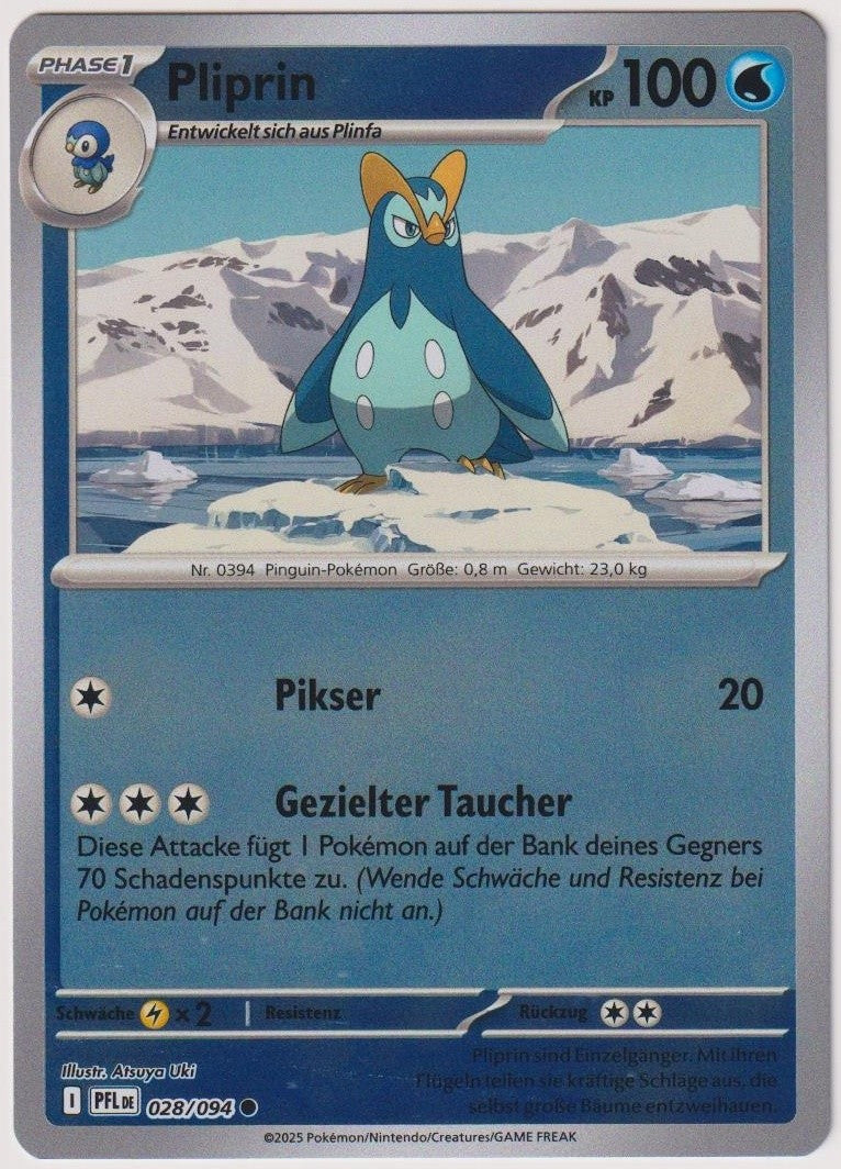 Pokemon TCG Prinplup #28/094 Common (C) Reverse Holo Deutsch 2025 – Bild 1
