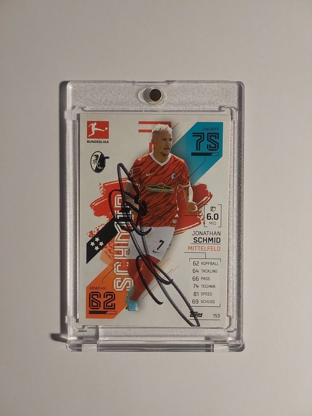 Topps Bundesliga 2021-22 Jonathan Schmid On Card Auto Freiburg Parallel Rare Hit – Bild 1