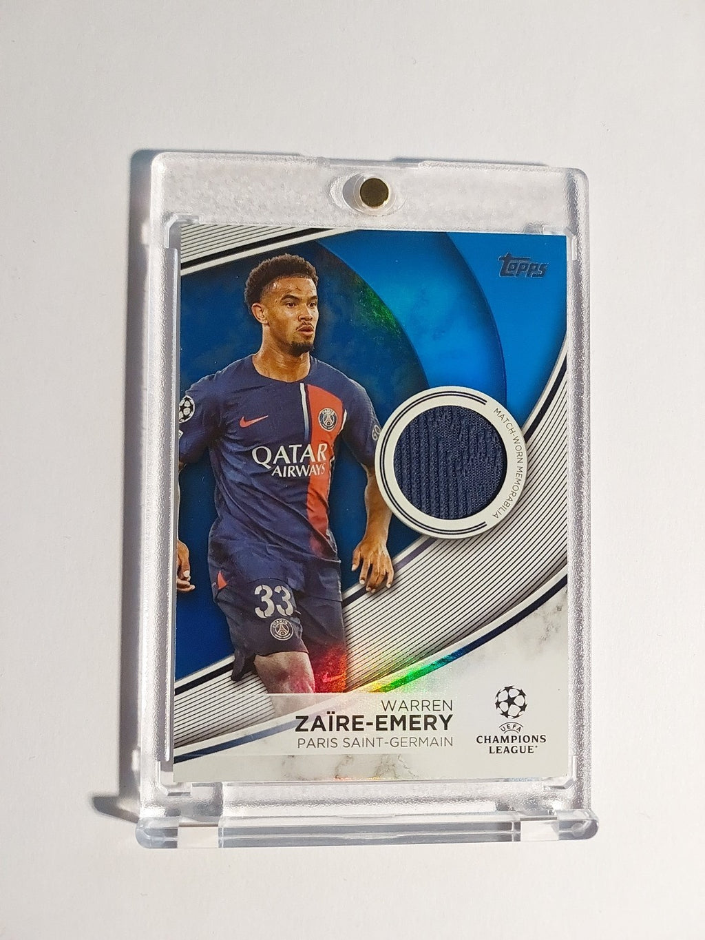 Topps UCC 2023-24 Zaire-Emery PSG Parallel 2/99 Patch Relic Refractor Ultra Rare – Bild 1