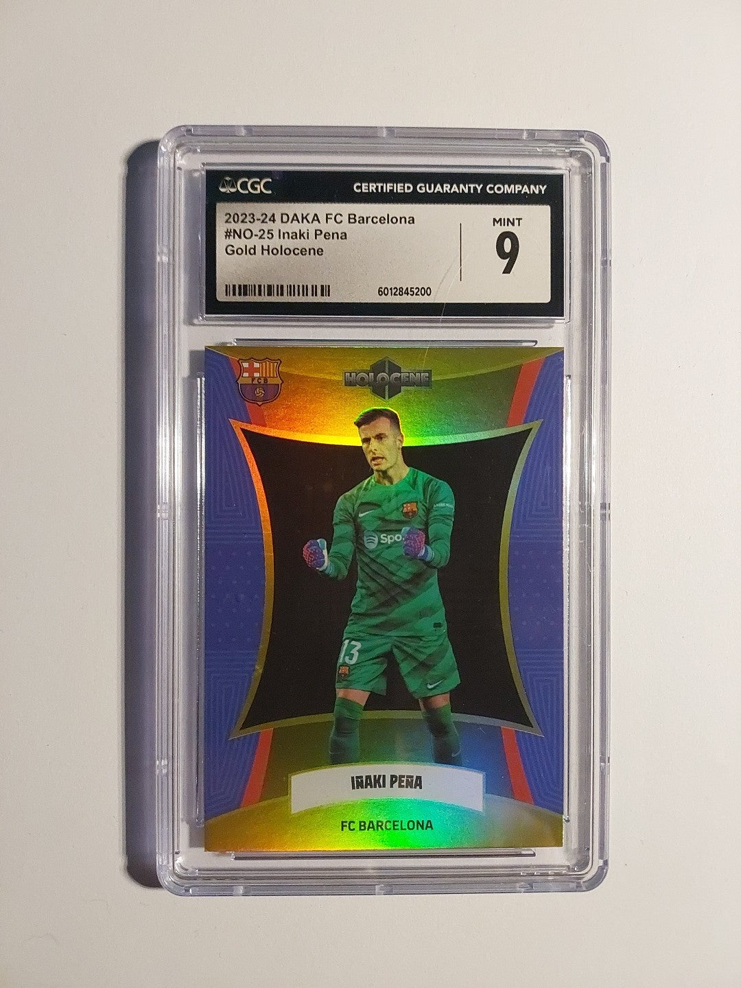 Daka Fc Barcelona 2023-24 Inaki Pena Holocene Parallel 1/10 Refractor CGC 9 PSA – Bild 1