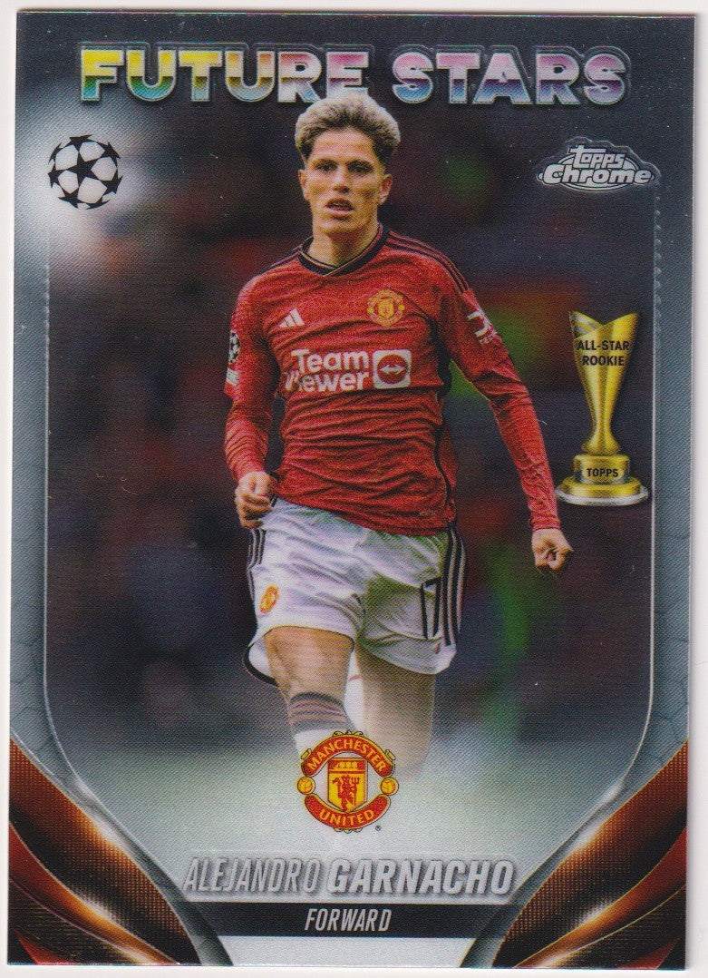 Topps Chrome 2023-24 Alejandro Garnacho Rookie Manchester United Parallel Rare – Bild 1