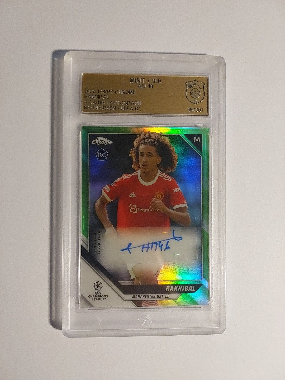 Topps Chrome 2021-22 Hannibal Manchester United Auto Parallel 38/99 GCG 9 = PSA – Bild 1