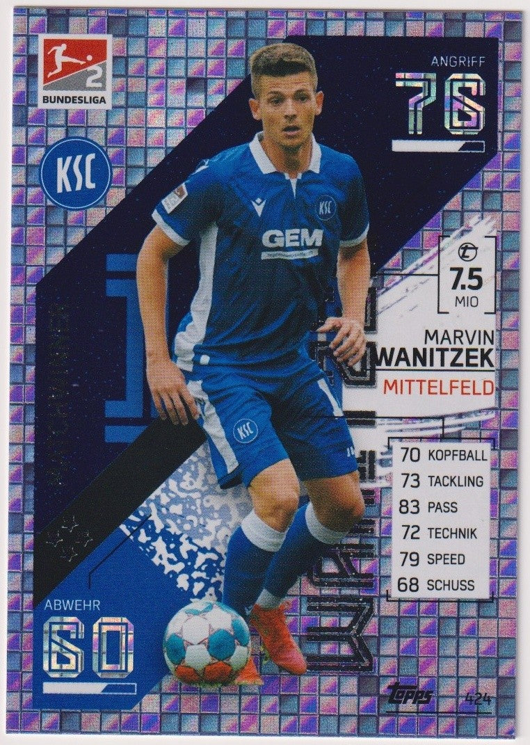 Topps Match Attax 2021-22 Marvin Wanitzek Karlsruher SC Bundesliga Parallel Rare – Bild 1