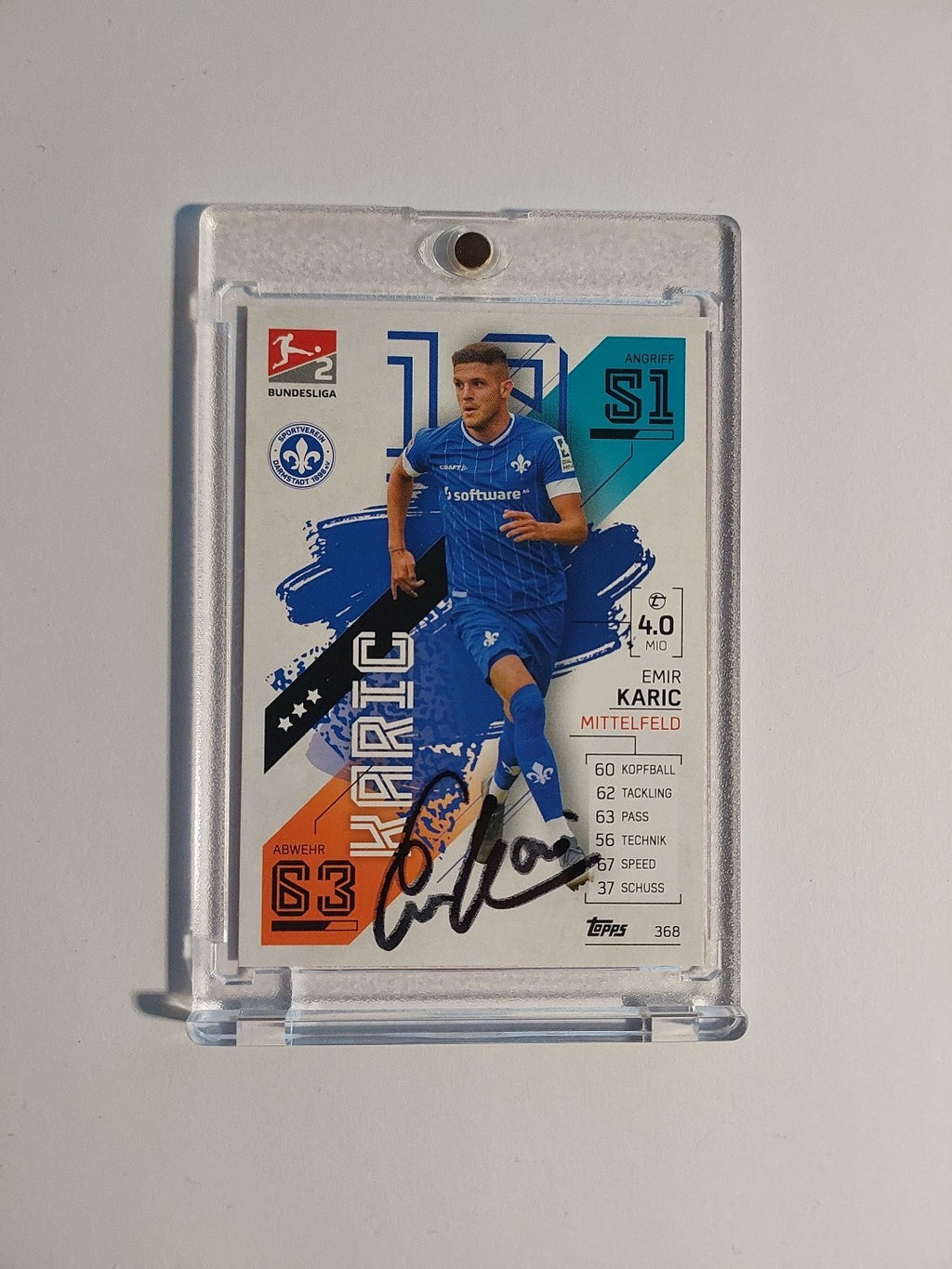 Topps Bundesliga 2021-22 Emir Karic On Card Auto Darmstadt Parallel Ultra Rare – Bild 1