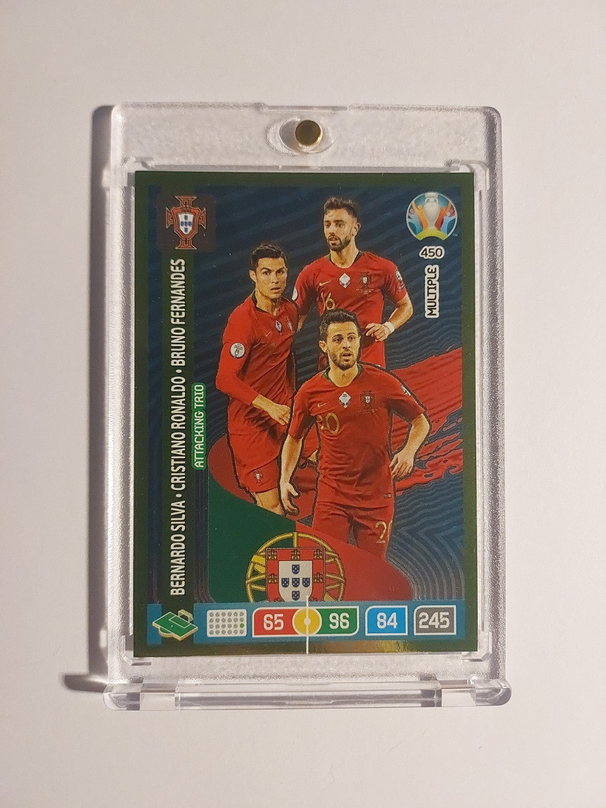 Panini Uefa Euro 2020 Ronaldo & Fernandes & Silva Portugal Parallel Refractor – Bild 1