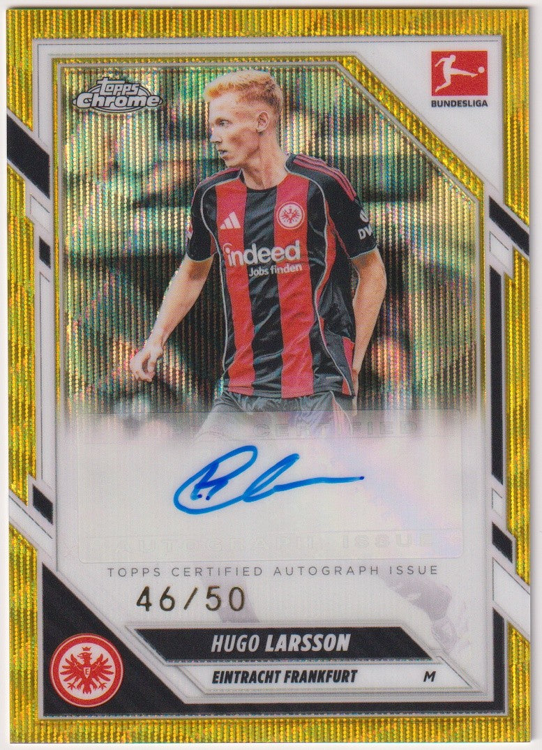 Topps 2025-26 Hugo Larsson Auto Eintracht Frankfurt Parallel 46/50 Refractor – Bild 1