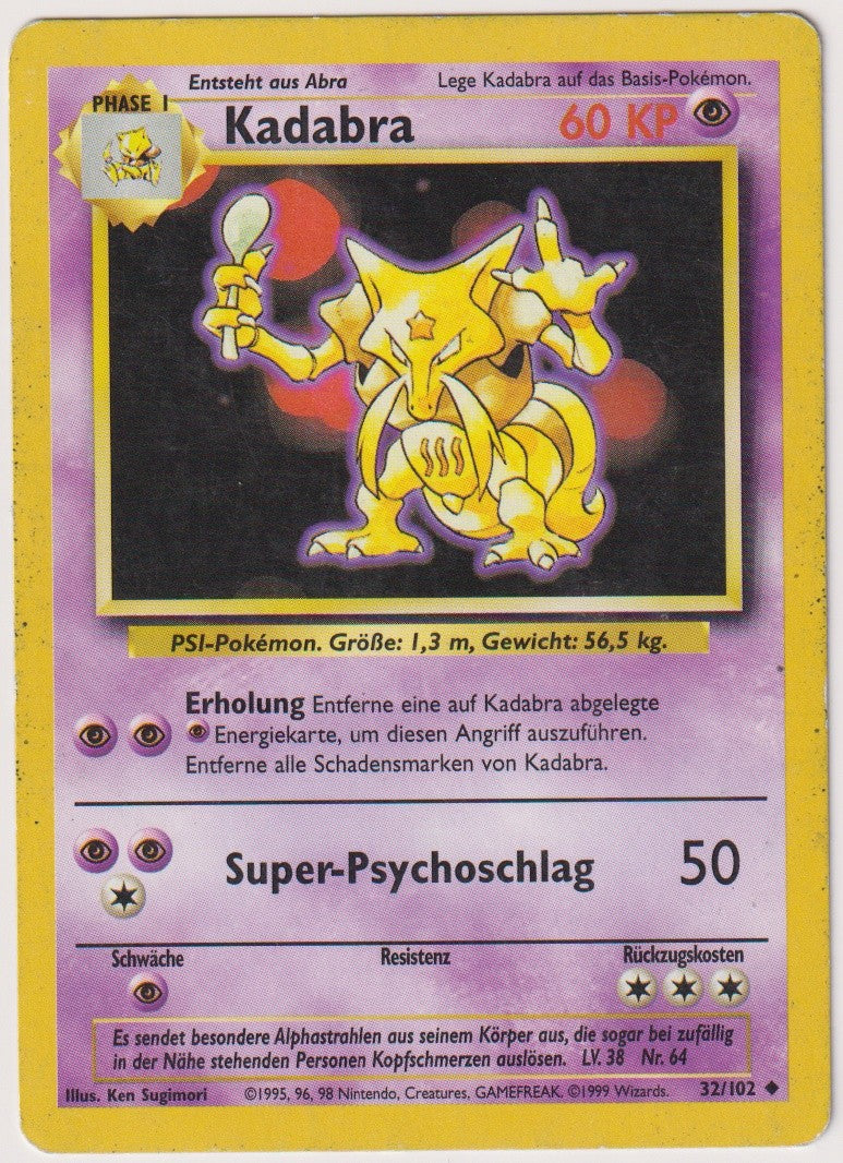 Pokemon TCG Kadabra #32/102 Uncommon (U) Unlimited Non-Holo Deutsch 1999 – Bild 1