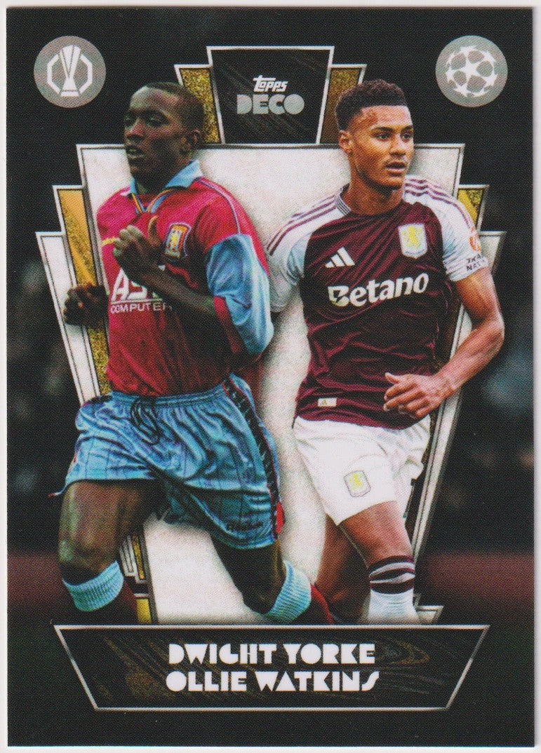 Topps Then & Now 2023-24 Dwight Yorke & Ollie Watkins Aston Villa Parallel Rare – Bild 1