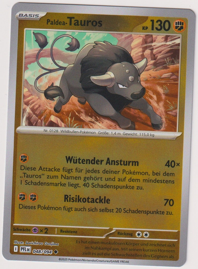 Pokemon TCG Tauros #48/094 Uncommon (U) Reverse Holo Deutsch 2025 – Bild 1