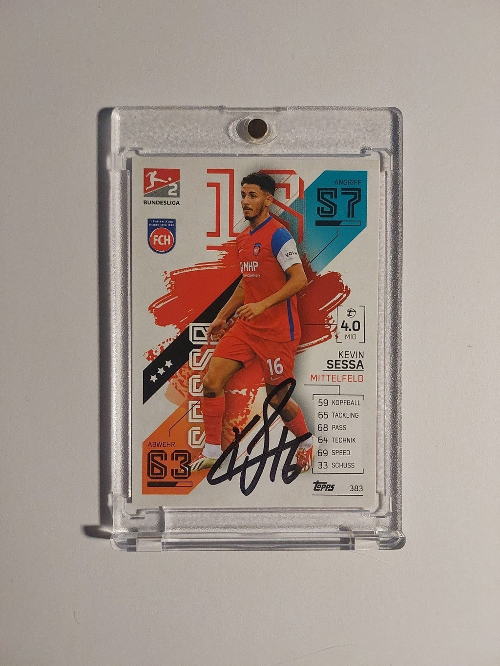 Topps Bundesliga 2021-22 Kevin Sessa On Card Auto Heidenheim Parallel Ultra Rare – Bild 1