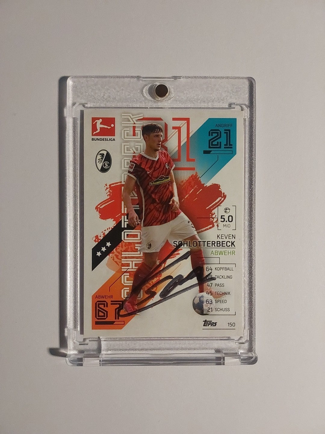 Topps Bundesliga 2021-22 Keven Schlotterbeck On Card Auto Freiburg Parallel Rare – Bild 1