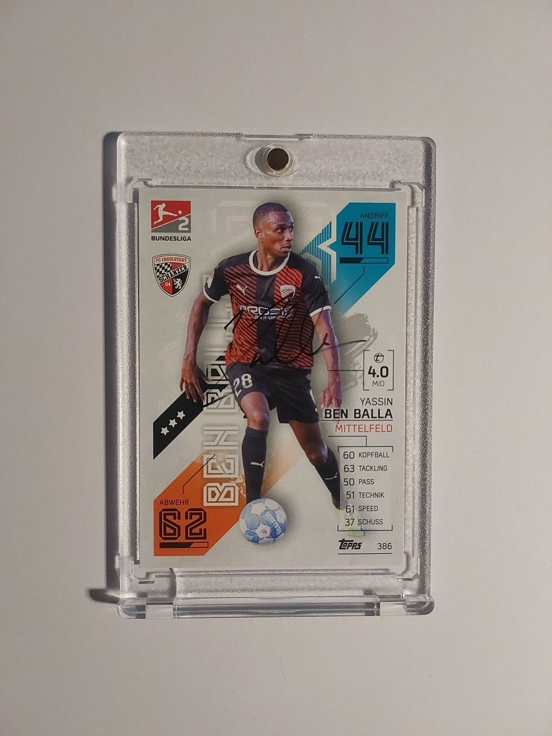Topps Bundesliga 2021-22 Yassin Ben Balla On Card Auto FC Ingolstadt Parallel – Bild 1