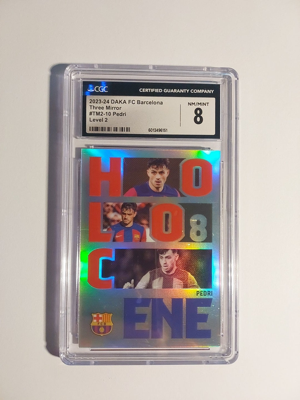 Daka Fc Barcelona 2023-24 Pedri Holocene Refractor Parallel 1/10 CGC 8 = PSA BGS – Bild 1