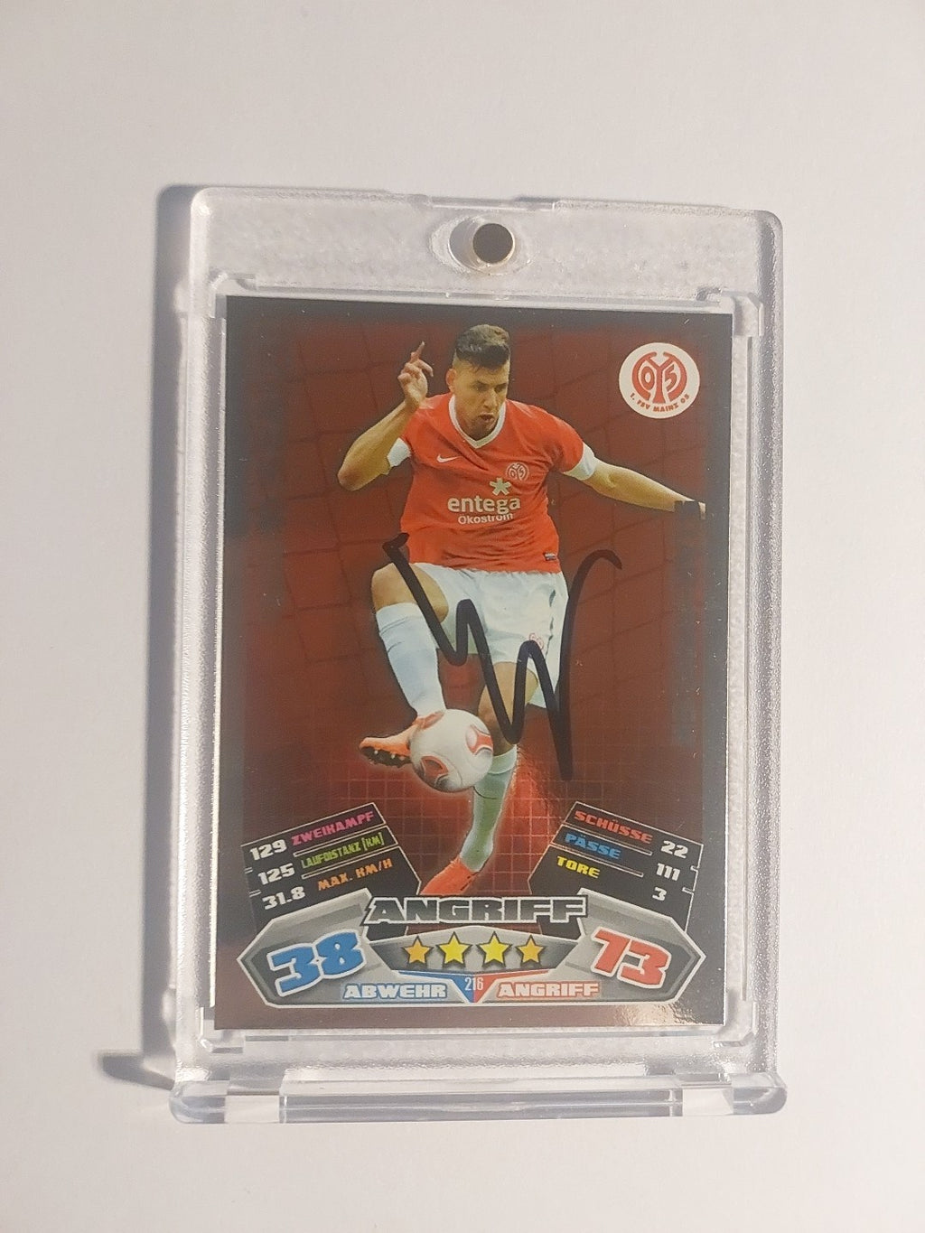 Topps 2016-17 Adam Szalai Mainz 05 On Card Auto Parallel Ultra Rare Refractor – Bild 1