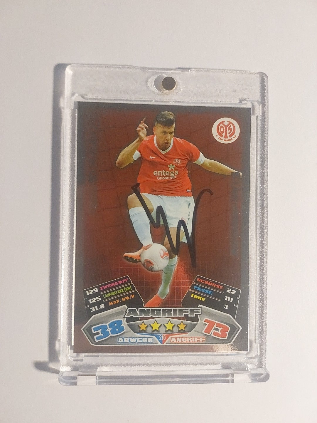 Topps 2016-17 Adam Szalai Mainz 05 On Card Auto Parallel Ultra Rare Refractor – Bild 1