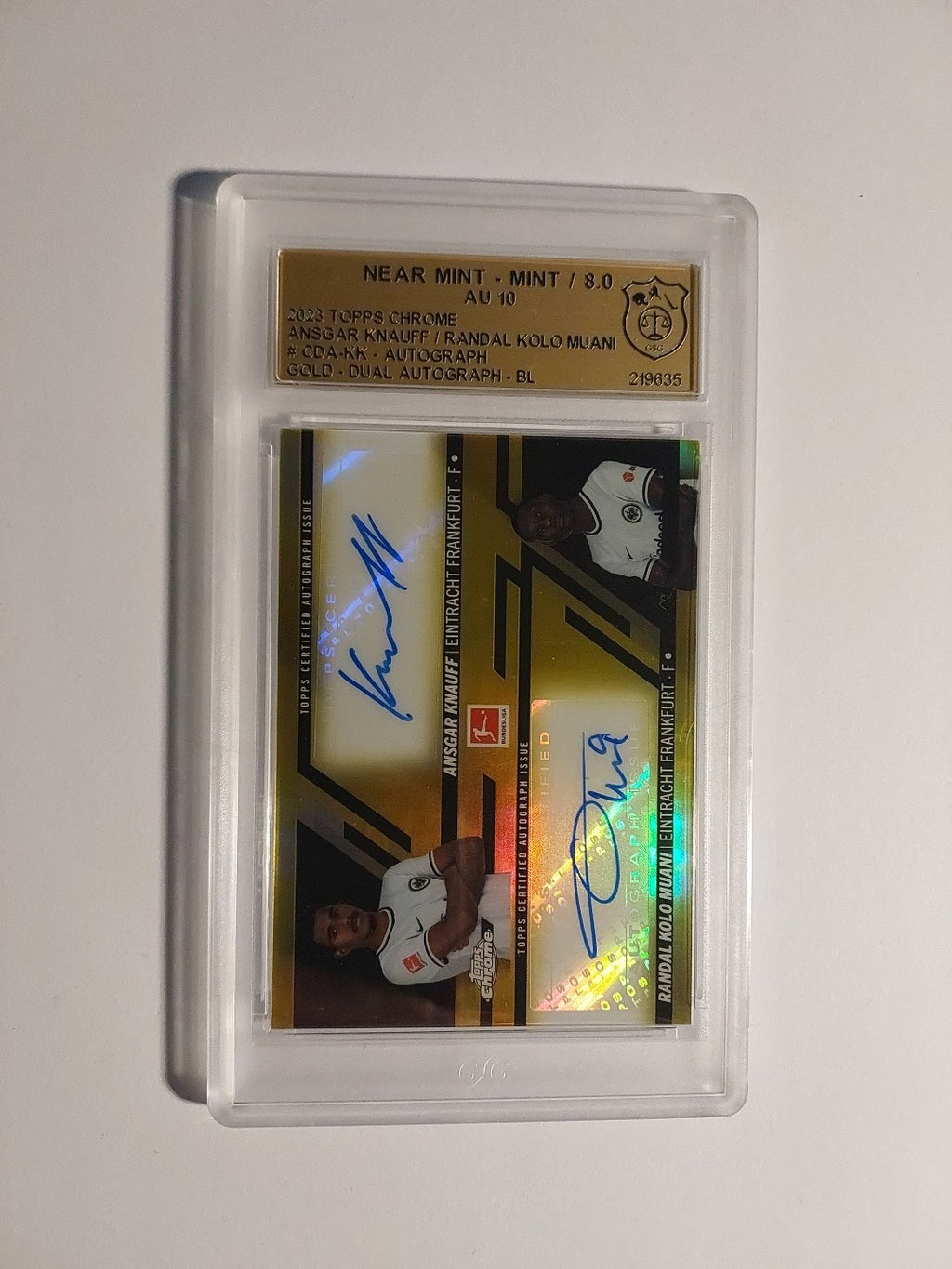 Topps Bundesliga 2022-23 Knauf & Kolo Muani Dual Auto Frankfurt 46/50 GSG 8 PSA – Bild 1