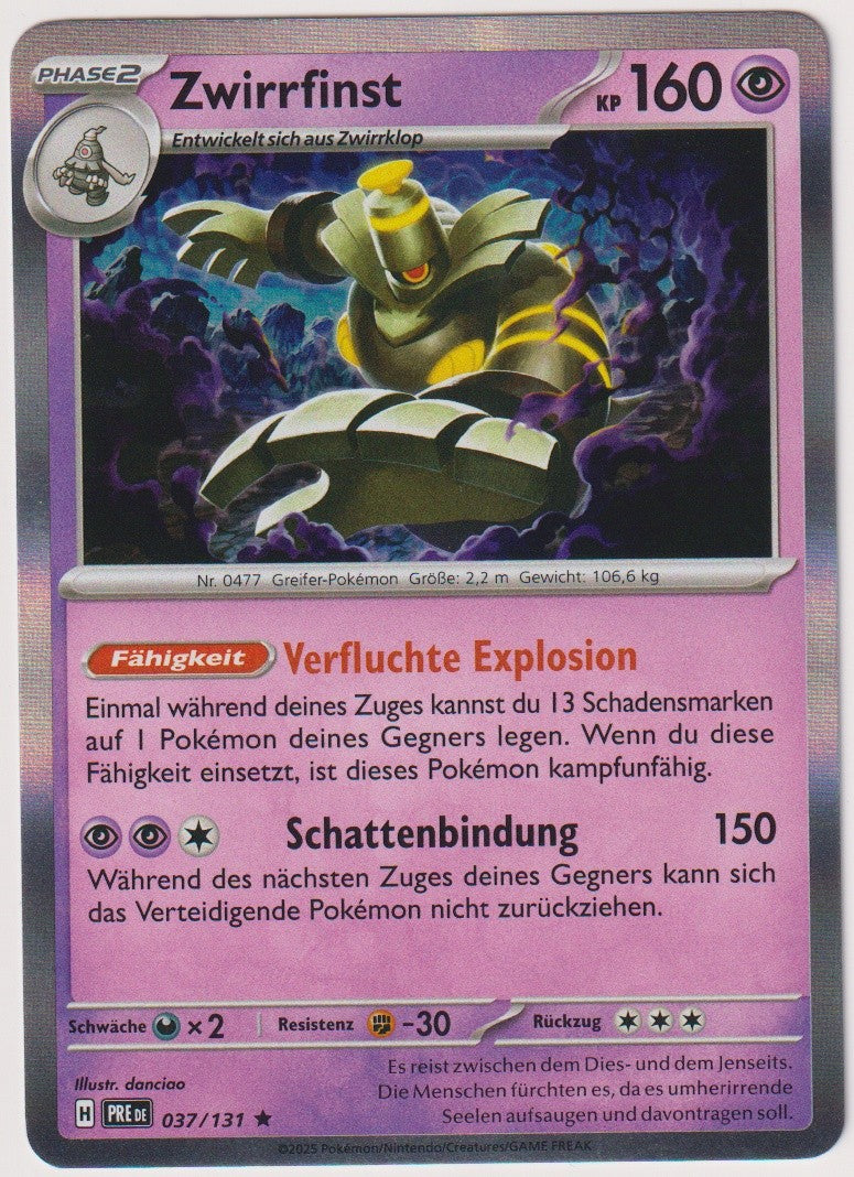 Pokemon TCG Dusknoir #37/131 Rare (R) Holo Deutsch 2025 – Bild 1