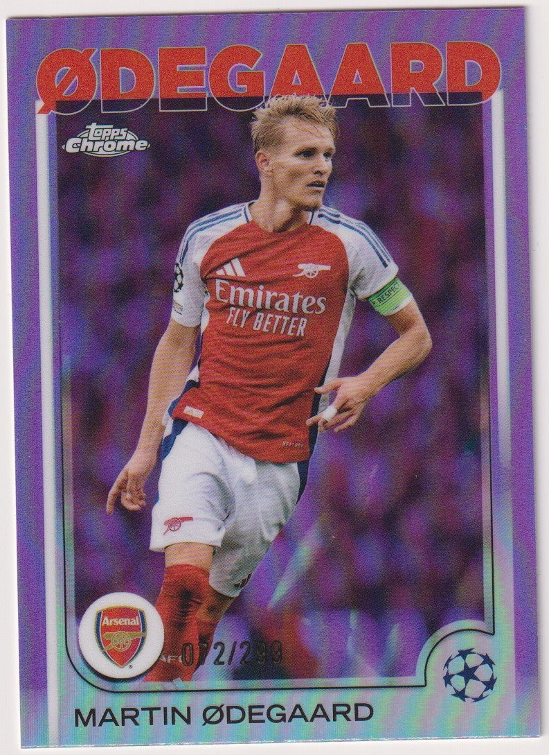 Topps Chrome 2024-25 Martin Ødegaard Arsenal Parallel 72/299 Refractor Rare – Bild 1