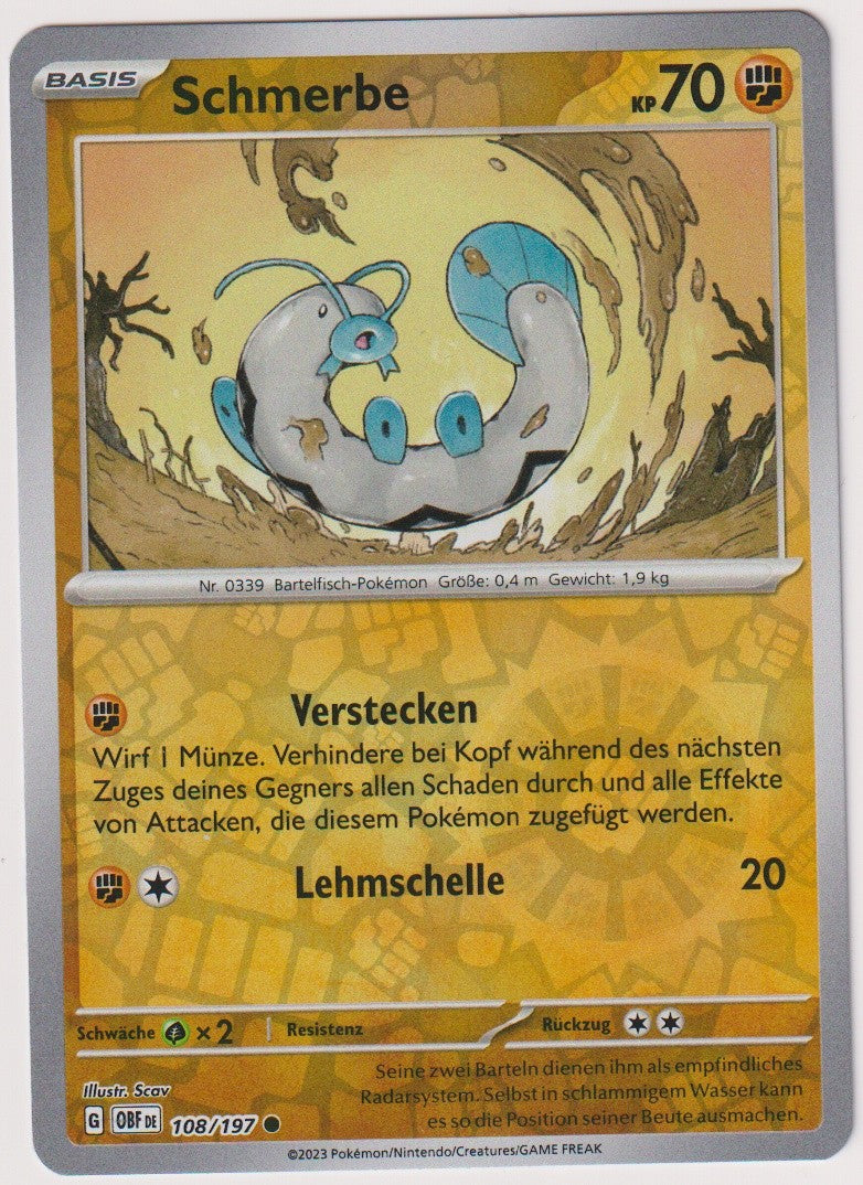 Pokemon TCG Barboach #108/197 Common (C) Reverse Holo Deutsch 2023 – Bild 1