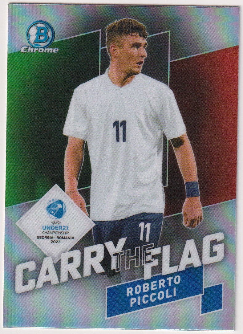 Topps Chrome 2022-23 Roberto Piccoli Rookie Italien UEFA Under21 Championship – Bild 1