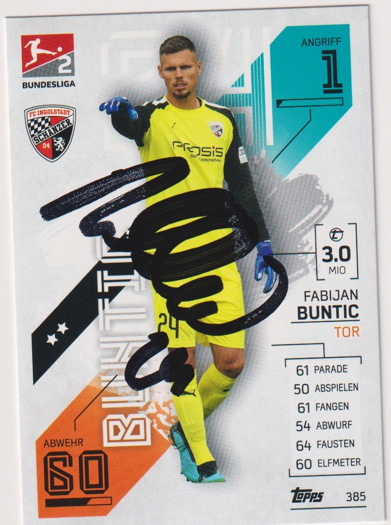 Topps Match Attax 2021-22 Fabijan Buntic On Card Auto FC Ingolstadt Trading – Bild 1