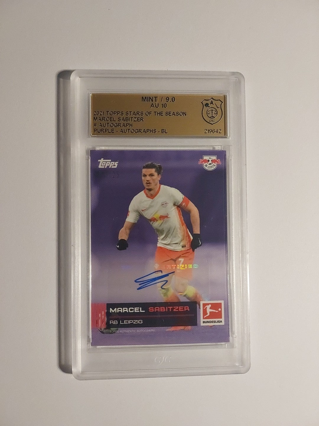 Topps Stars Season 2020-21 Marcel Sabitzer Auto Leipzig Parallel /25 GSG 9.0 PSA – Bild 1