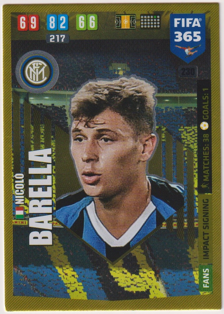 Panini Adrenalyn XL Nicolò Barella Inter Milan Parallel Rare 230 – Bild 1