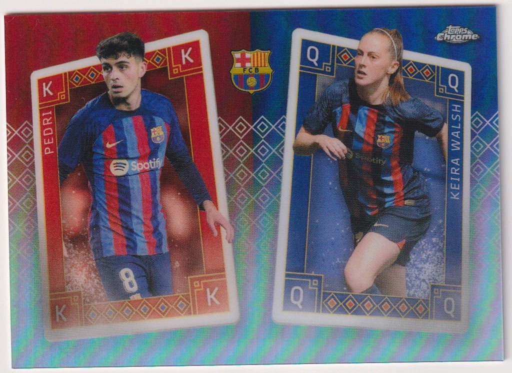 Topps Chrome 2023-24 FC Barcelona Chrome Pedri & Walsh Parallel Rare – Bild 1