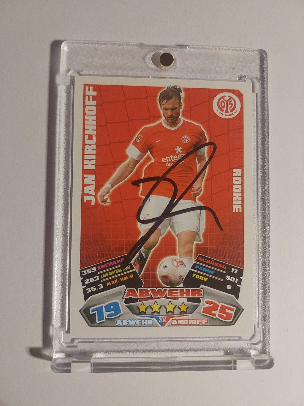 Topps 2017-18 Jan Kirchhoff Mainz 05 On Card Auto Parallel Ultra Rare – Bild 1