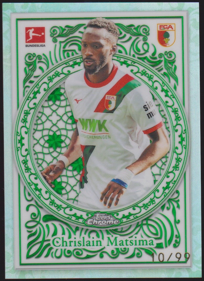 Topps Chrome 2025-26 Chrislain Matsima FC Augsburg Parallel 10/99 Refractor – Bild 1