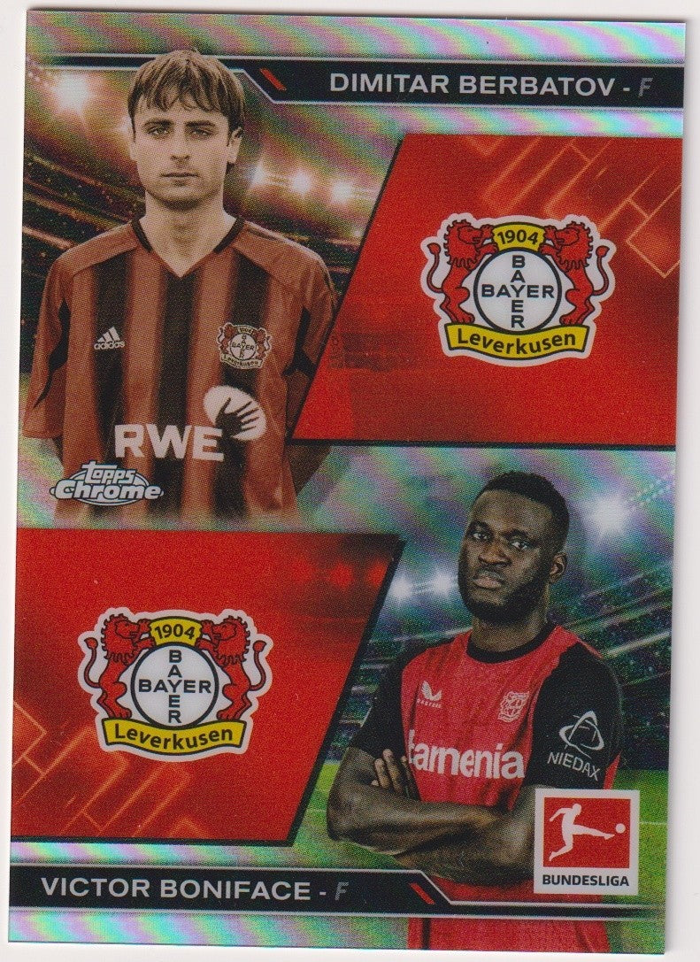 Topps 2024-25 Berbatov & Boniface Bayer Leverkusen Parallel Refractor – Bild 1