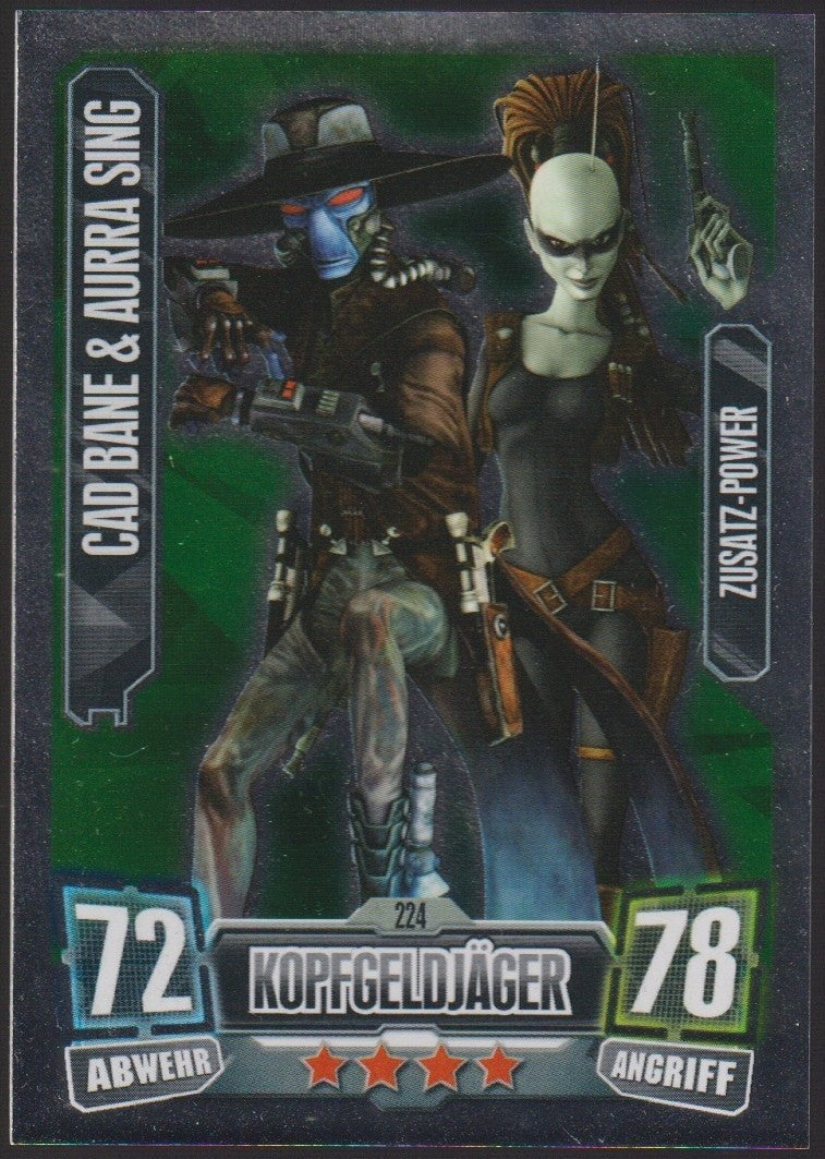 Topps Star Wars 2011 Cad Bane & Aurra Sing Kopfgeldjäger TCG Rare #224 – Bild 1