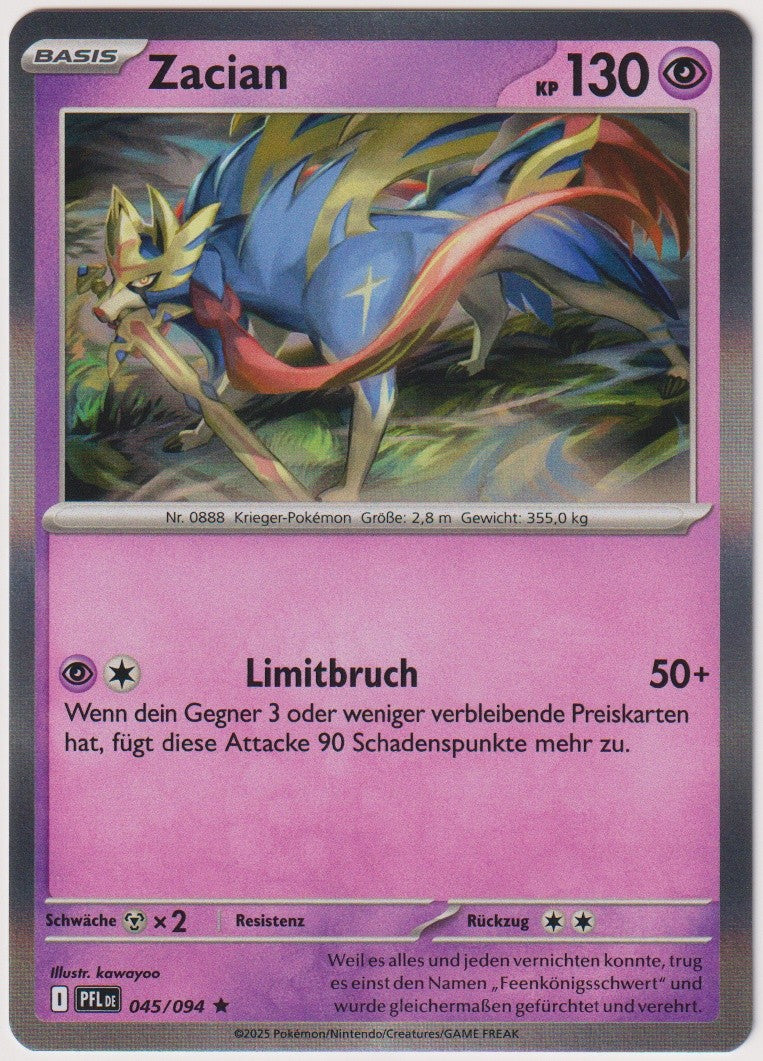 Pokemon TCG Zacian #45/094 Rare (R) Holo Deutsch 2025 – Bild 1