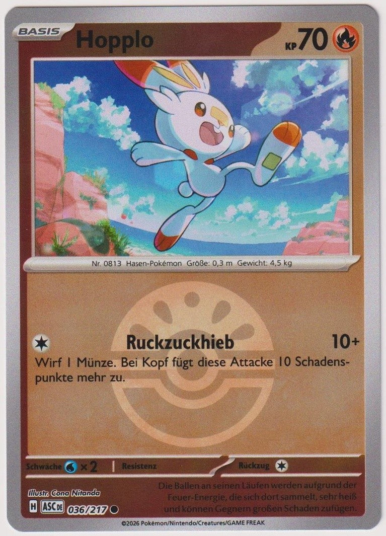 Pokemon TCG Scorbunny #36/217 Common (C) Reverse Holo Deutsch 2026 – Bild 1