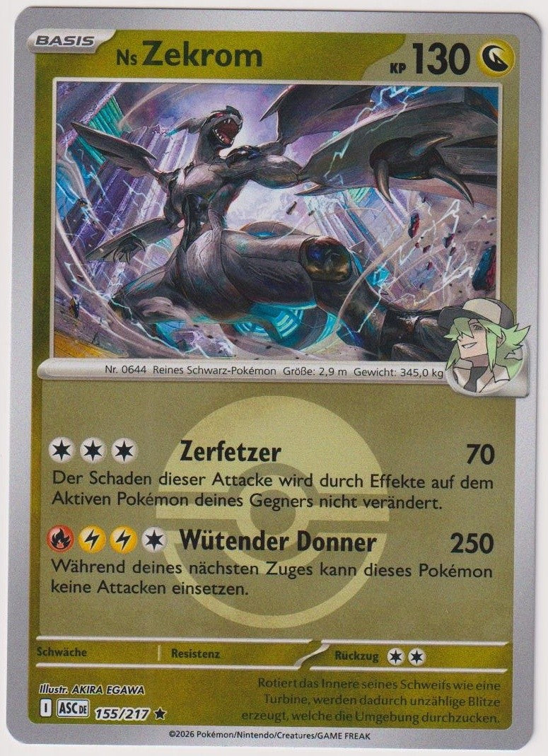 Pokemon TCG N´s Zekrom #155/217 Rare (R) Reverse Holo Deutsch 2026 – Bild 1