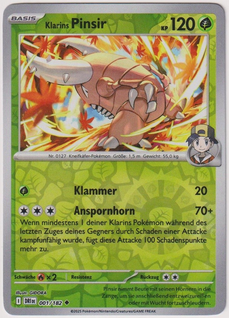 Pokemon TCG Pinsir #1/182 Uncommon (U) Reverse Holo Deutsch 2025 – Bild 1
