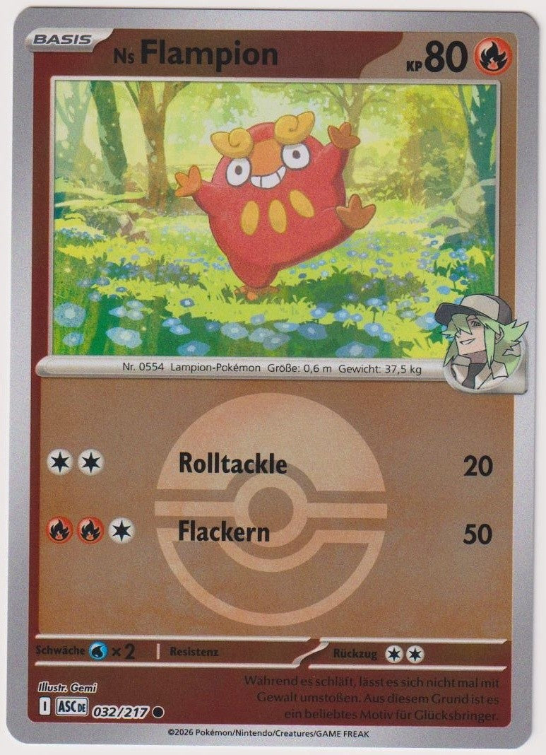 Pokemon TCG N´s Darumaka #32/217 Common (C) Reverse Holo Deutsch 2026 – Bild 1