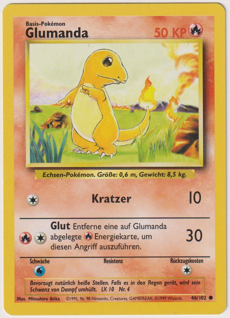 Pokemon TCG Charmander #46/102 Common (C) Non-Holo Deutsch 1999 – Bild 1