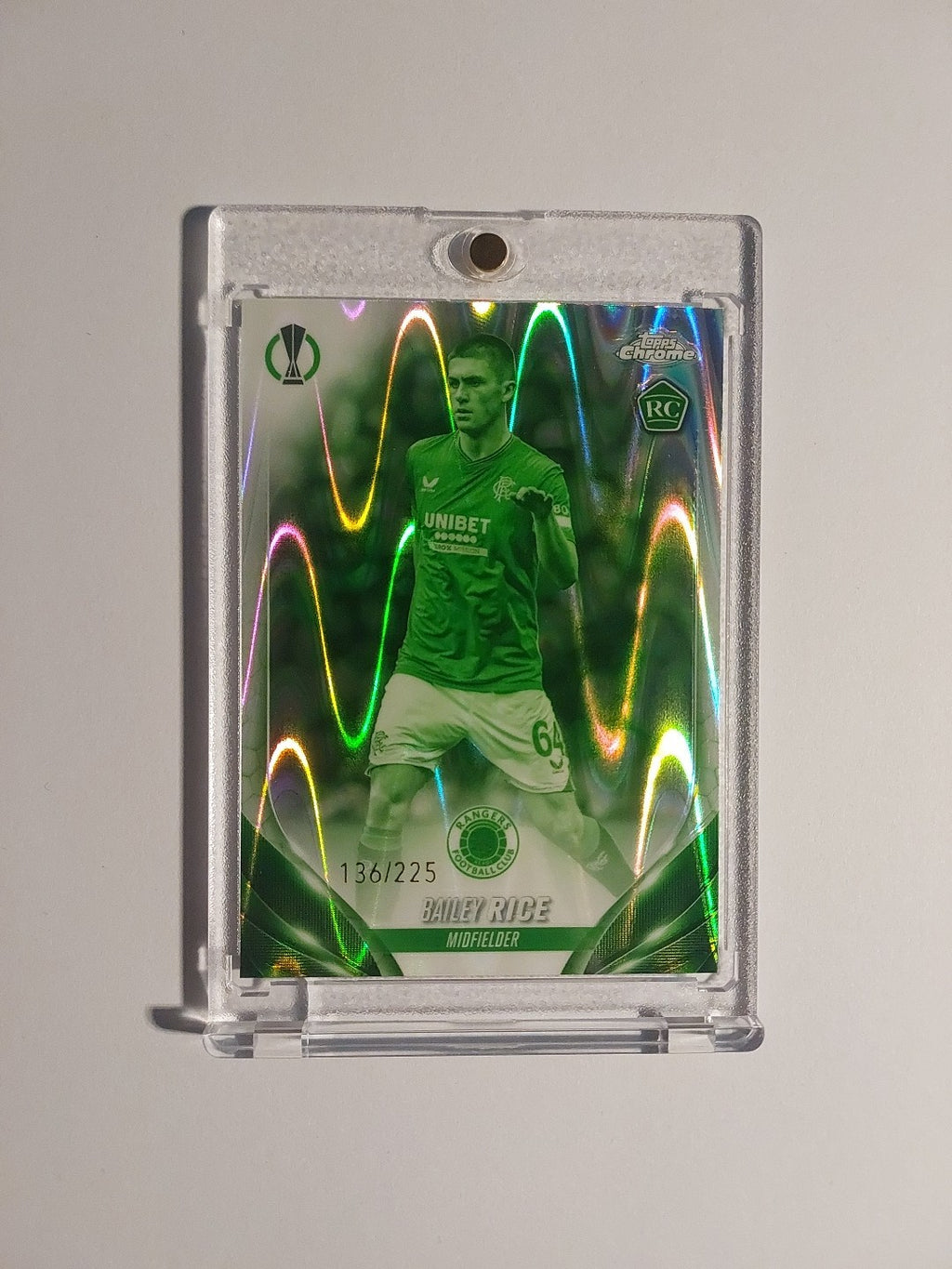 Topps UCC Chrome 2023-24 Bailey Rice Glasgow Rangers Parallel 136/225 Refractor – Bild 1