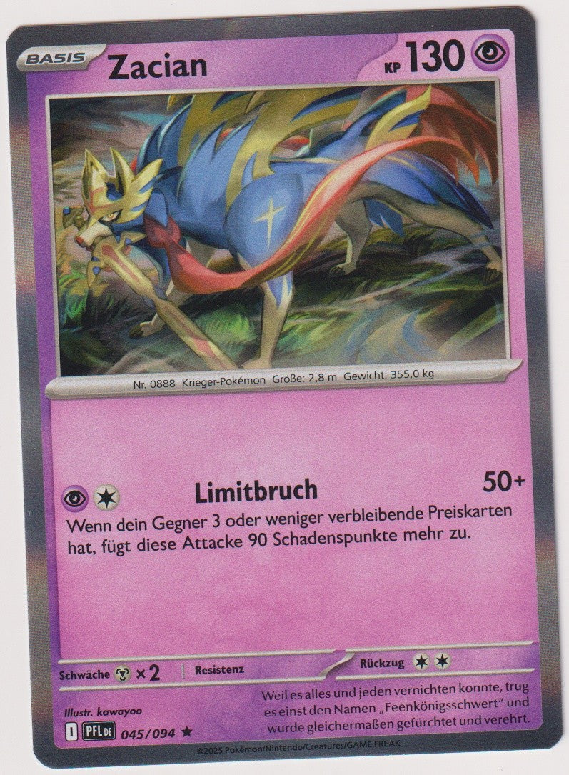 Pokemon TCG Zacian #45/094 Rare (R) Holo Deutsch – Bild 1