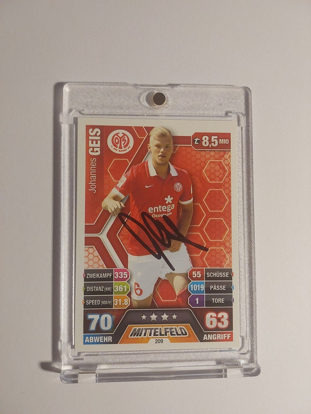 Topps 2021-22 Johannes Geis Mainz 05 On Card Auto Parallel Ultra Rare – Bild 1
