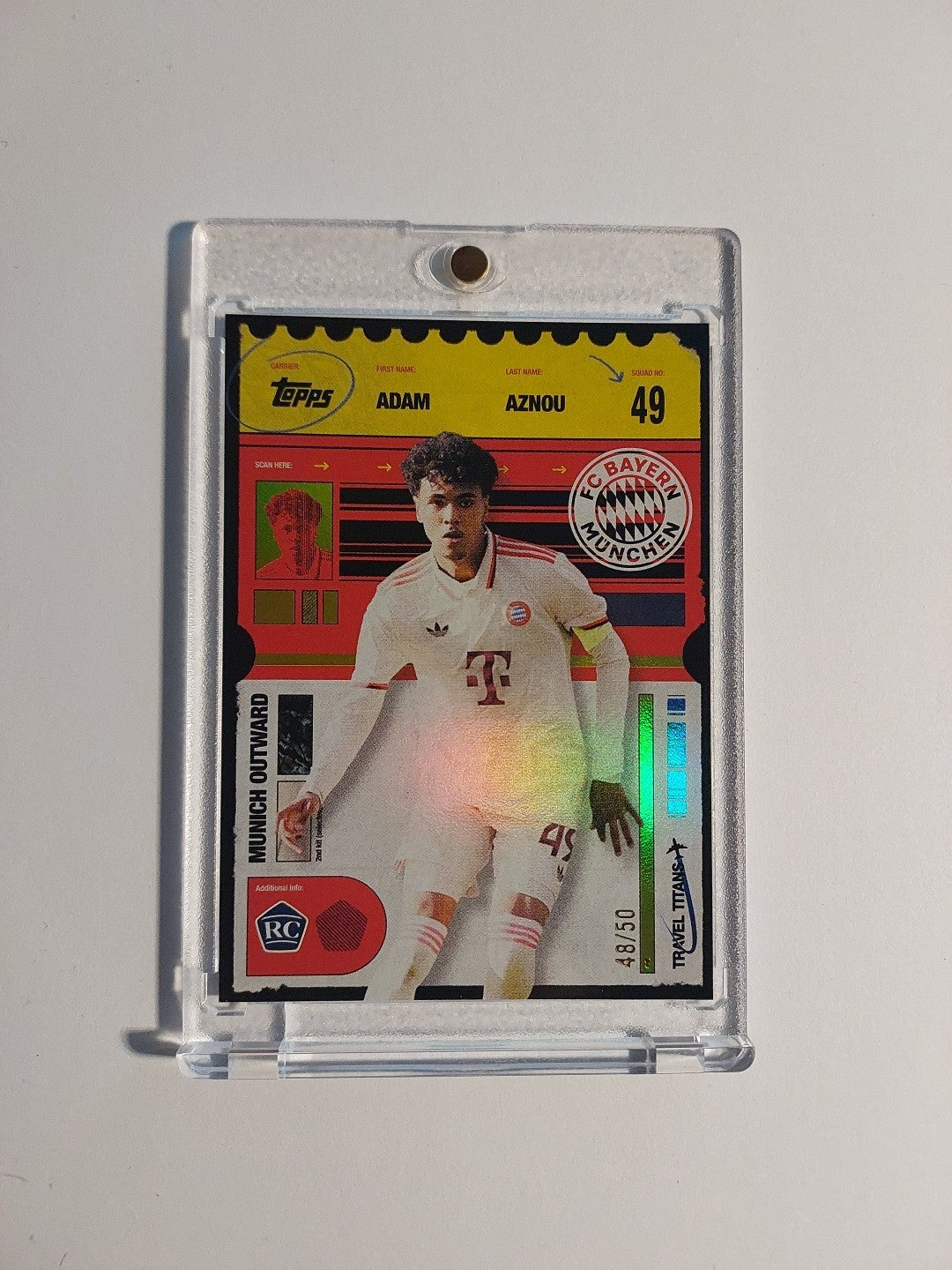 Topps Bayern München Team Set 2024-25 Adam Aznou Parallel 48/50 Rookie Refractor – Bild 1
