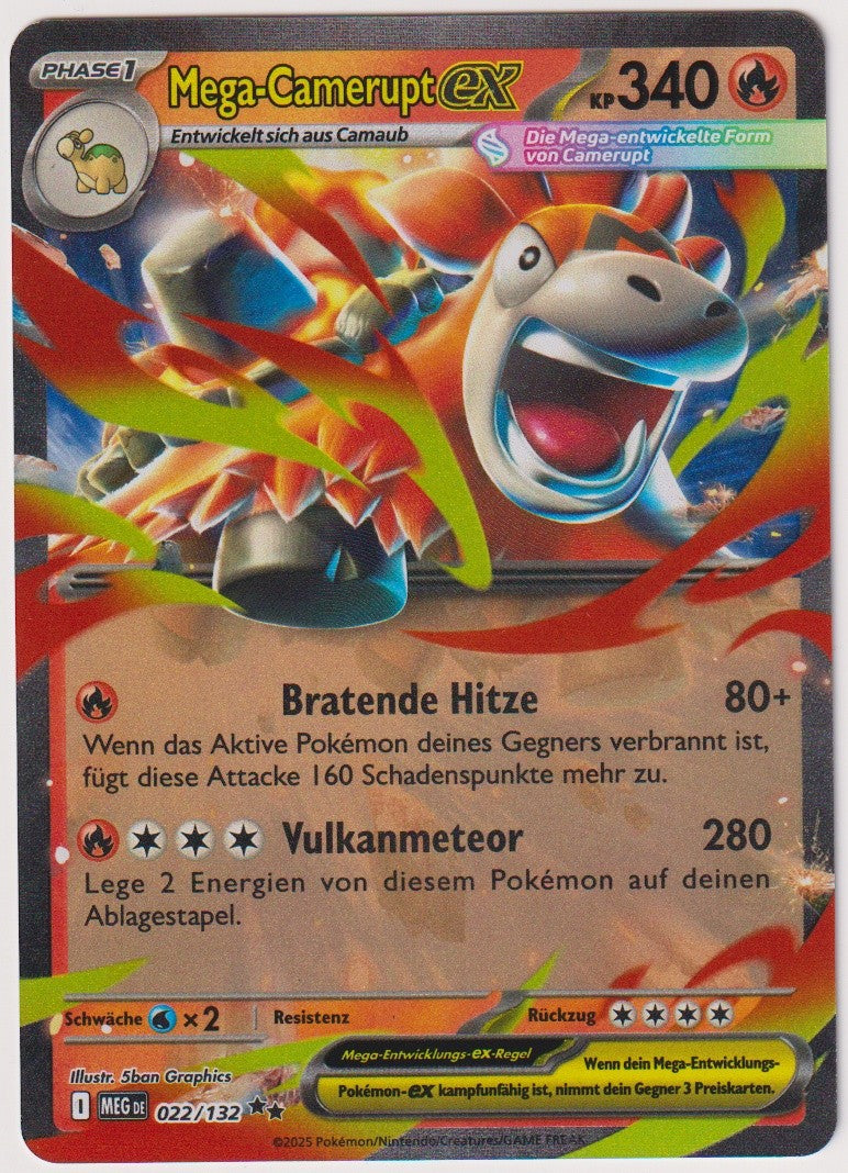 Pokemon TCG Camerupt EX #22/132 Double Rare (RR) Holo Deutsch 2025 – Bild 1
