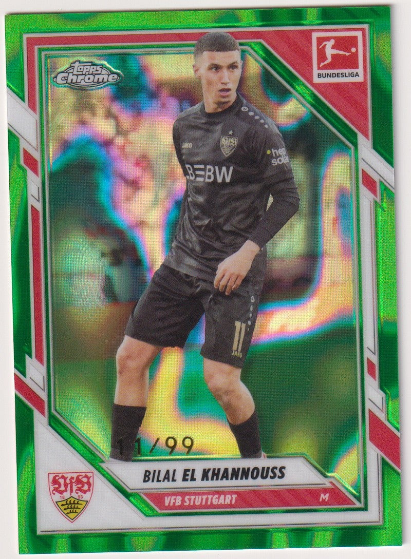 Topps Chrome 2025-26 Bilal El Khannouss VfB Stuttgart Parallel 11/99 Refractor – Bild 1