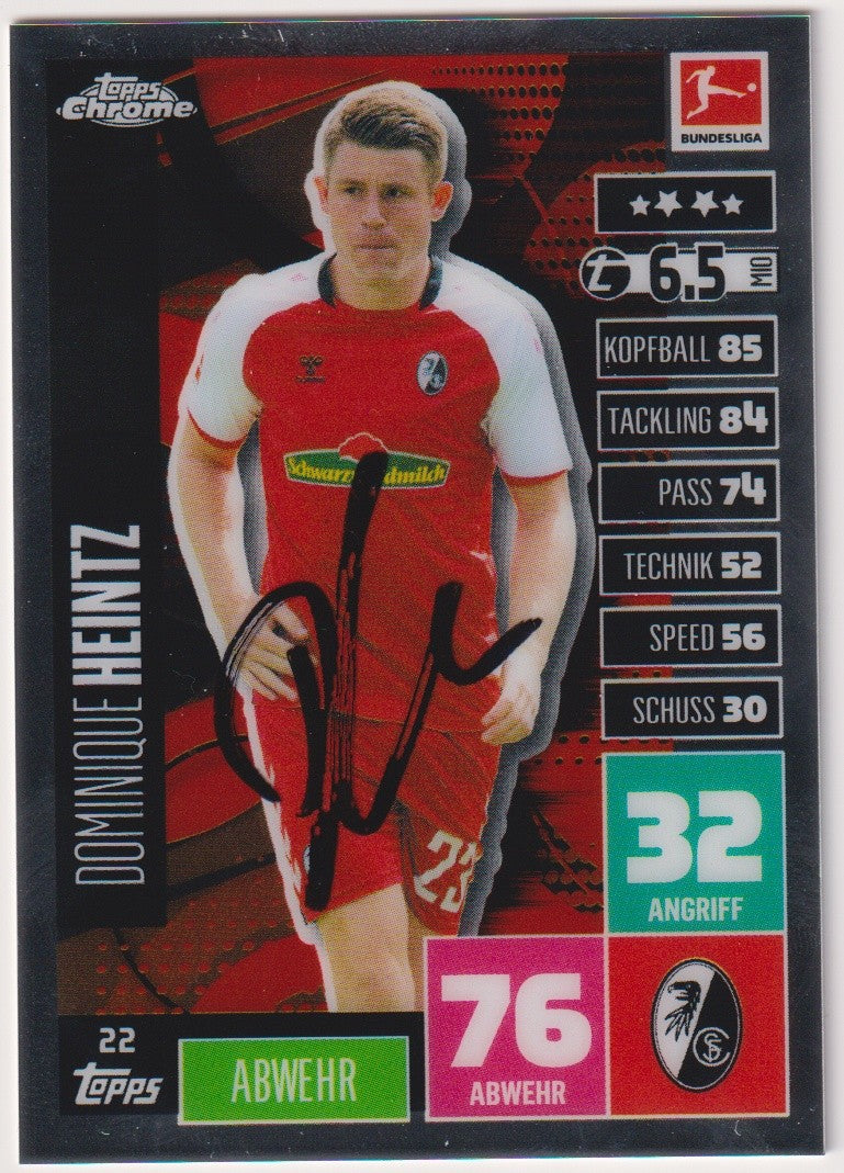 Topps Chrome 2023-24 Dominique Heintz On Card Auto Sport-Club Freiburg Match – Bild 1