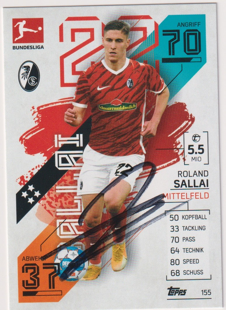 Topps Match Attax 2021-22 Roland Sallai On Card Auto Sport-Club Freiburg – Bild 1